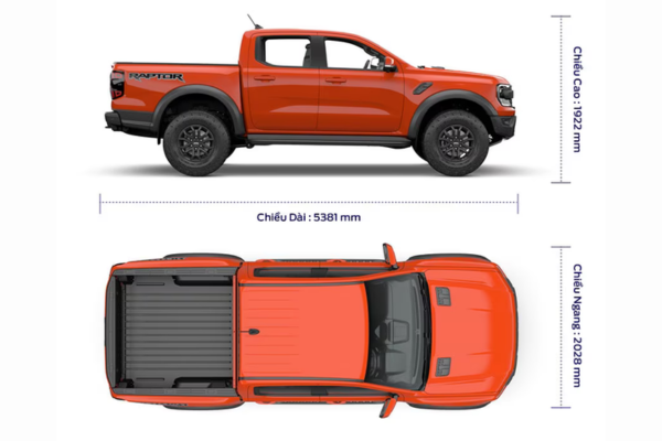 Kích Thước Ford Ranger Raptor &ndash; Bề Thế, Hầm Hố Chuẩn Off-Road