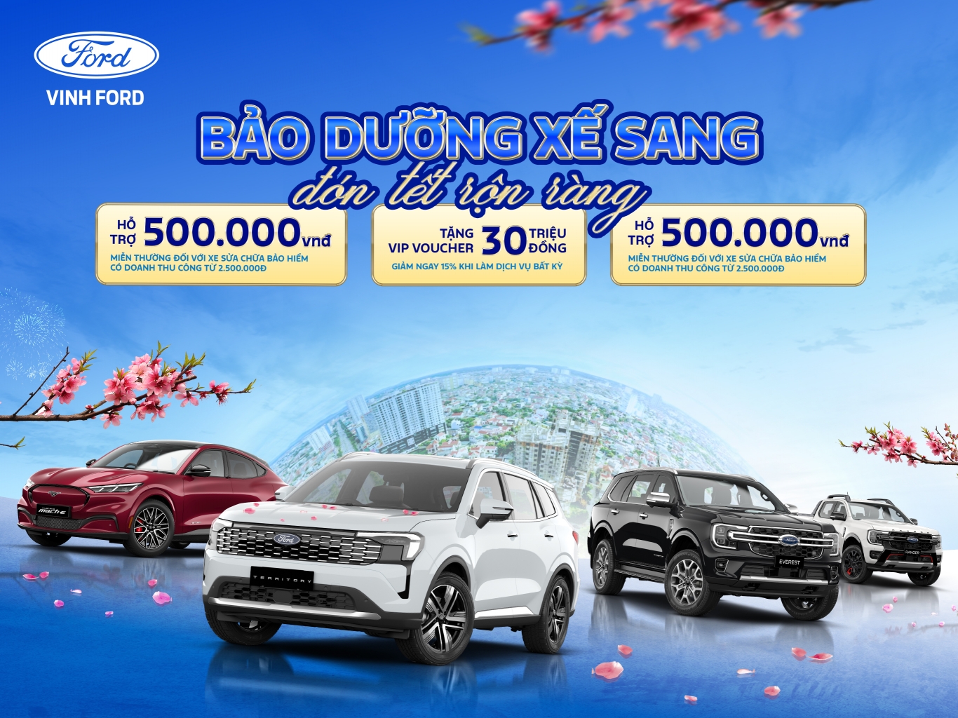 Ưu đãi bảo dưỡng xe Ford cuối năm – Xế sang đón Tết An tâm cùng Vinh Ford